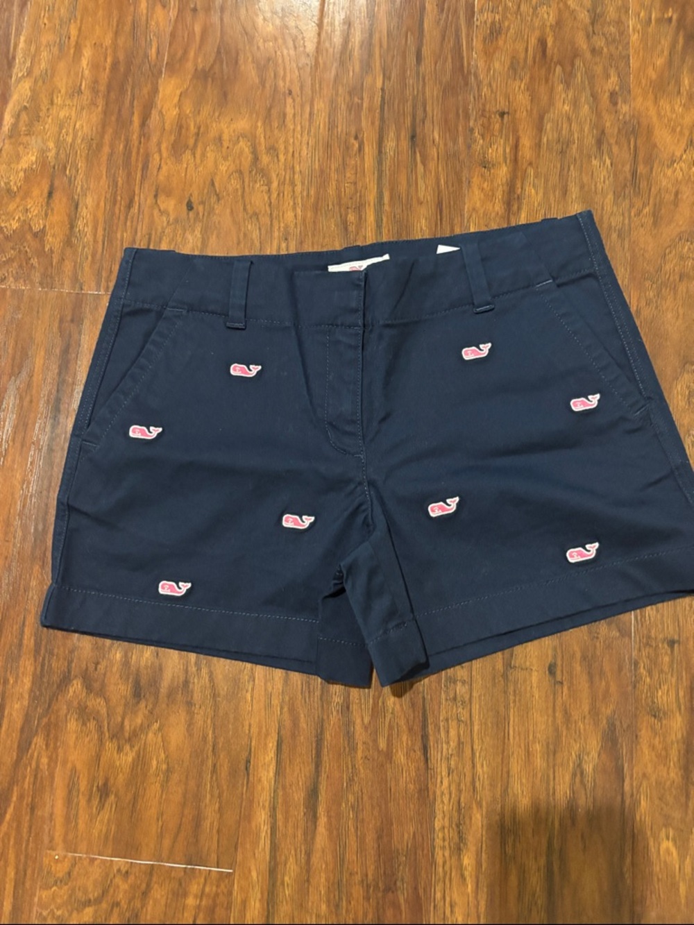 Vineyard Vines Girls Navy Shorts with Pink Whale Embroidery NWT